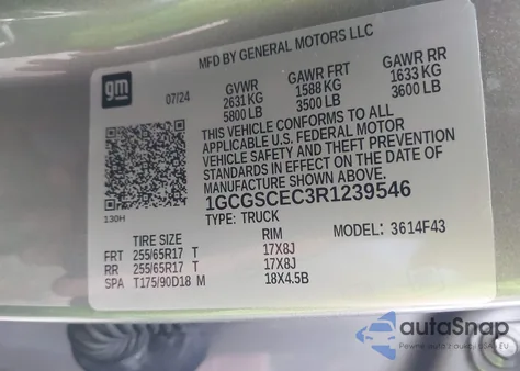 2024 Chevrolet Colorado 2Wd Lt z USA, uszkodzony, nr VIN 1GCGSCEC3R1239546